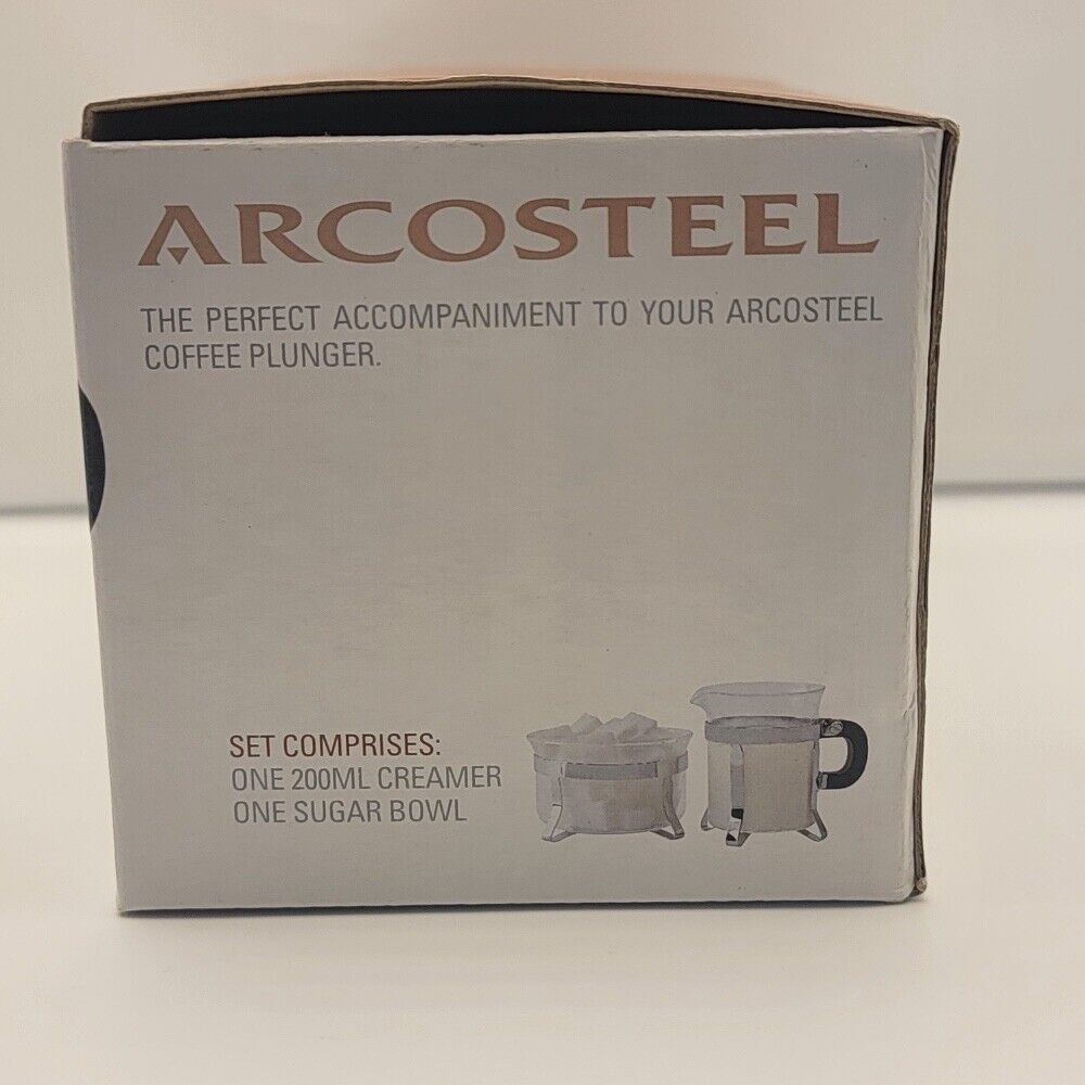 Arcosteel Sugar‎ & Creamer Set Glass Chrome Modern Coffee Tea Serving - Picture 5 of 11
